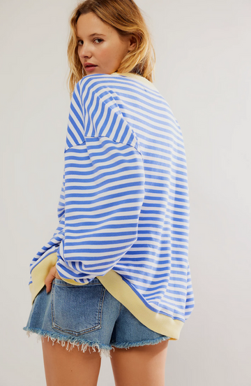 Women's striped color block loose sweatshirt