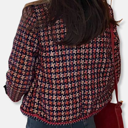 Amelia Regular Fit Tweed Jacket | Button Embellishment Patch Pockets Tweed Jacket