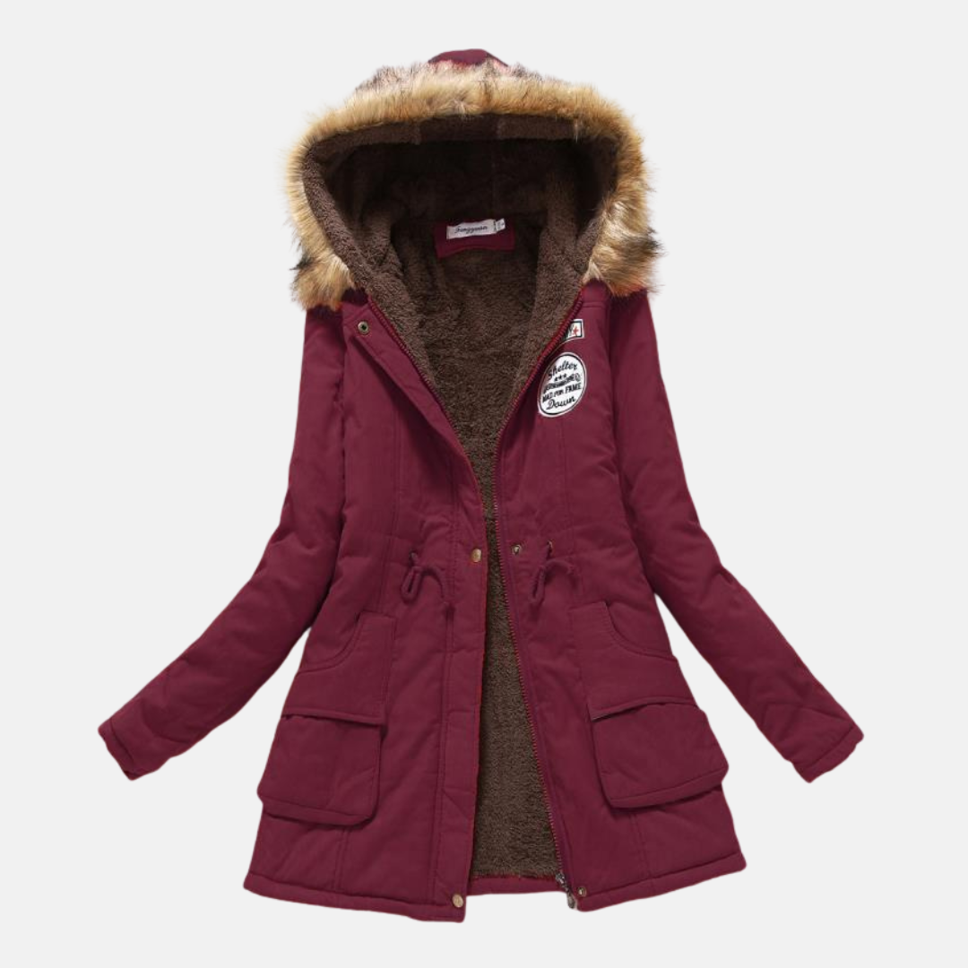 Women’s Parka Jacket – Water Resistant – Faux Fur Hood – Drawstring Waist
