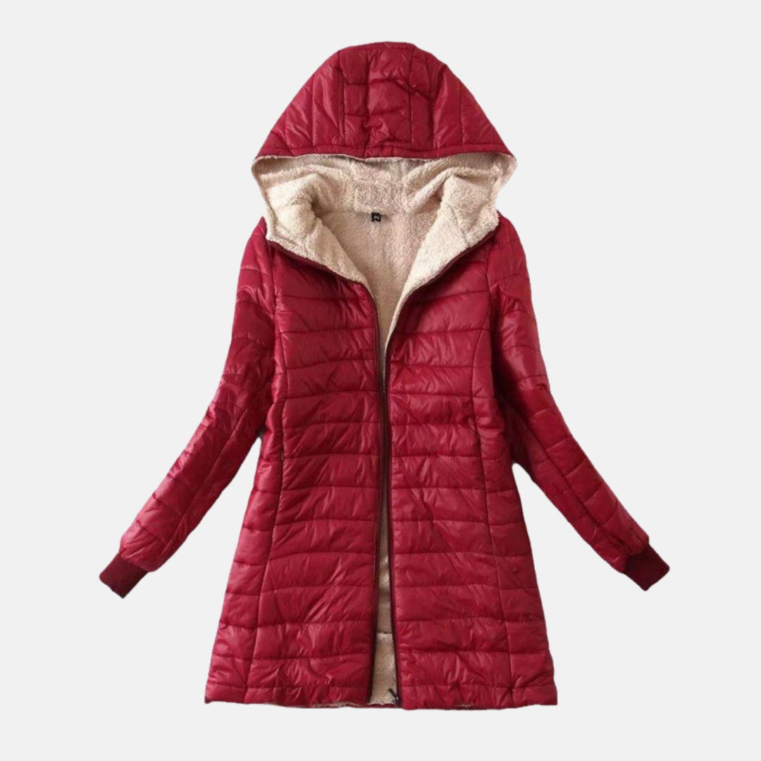 Women’s Puffer Coat – Quilted Insulated – Plush Lined – Hooded Mid-Length Fit