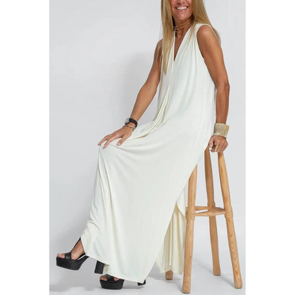 Women's Maxi Dress - Sleeveless V-Neck - Flowy Loose Fit - Elegant & Breathable