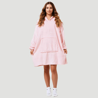 Women's large size warm flannel hooded pajamas