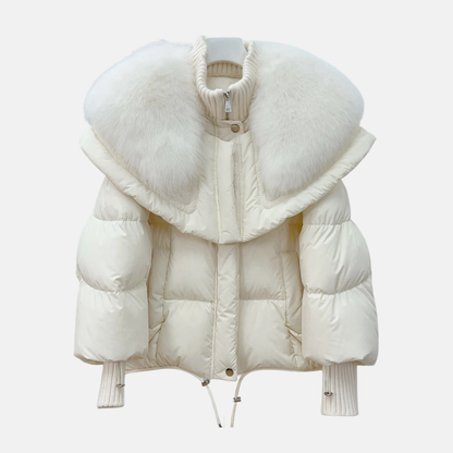 Isla Quilted Relaxed Fit Puffer Jacket | Fur Collar Hip-Length Jacket