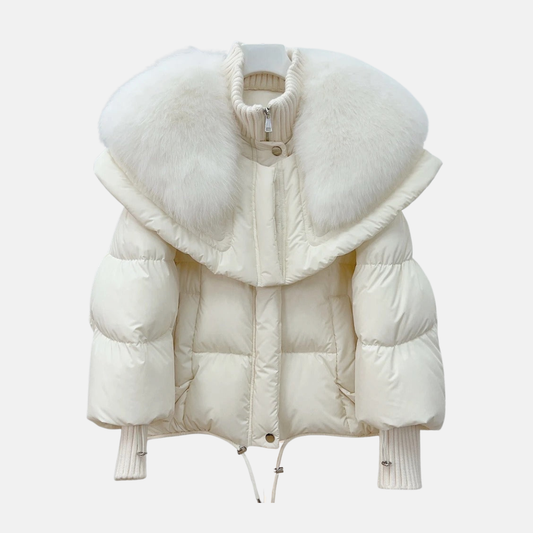 Isla Quilted Relaxed Fit Puffer Jacket | Fur Collar Hip-Length Jacket