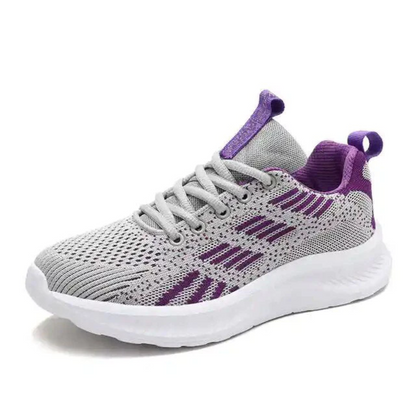Women's Athletic Sneakers - Breathable Knitted Mesh - Lightweight Cushioned Sole