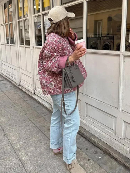 Women's floral pattern quilted jacket