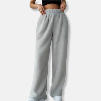 Women’s Casual Pants – Plush Soft Feel – High Waist – Wide Leg – Elastic Waistband