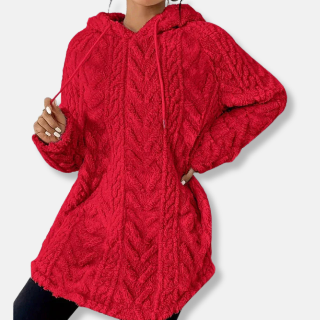 Knit Chevron Relaxed Fit Hooded Sweatshirt