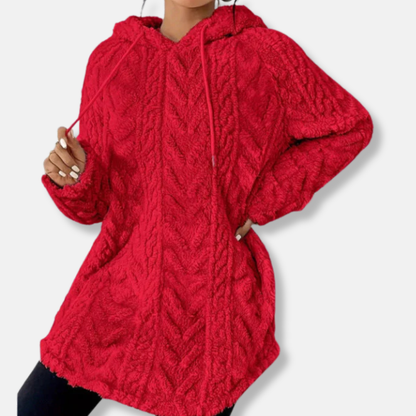 Women’s Hooded Sweatshirt - Knit - Chevron Texture - Relaxed Fit - Long Sleeve
