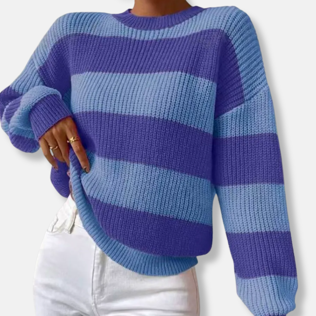 Ribbed Knit Loose Fit Balloon Sleeve Sweatshirt 