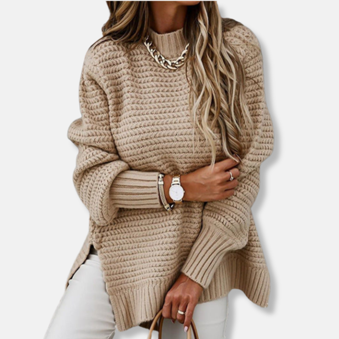 Ribbed Knit Oversized Fit Pullover Sweater 