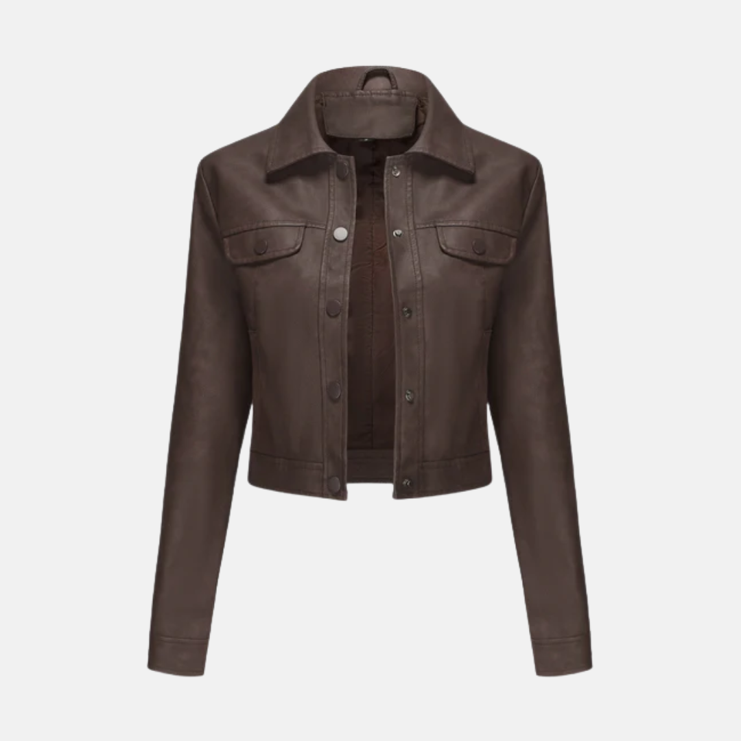 Women’s Jacket - Faux Suede - Cropped Length - Snap-Button Front