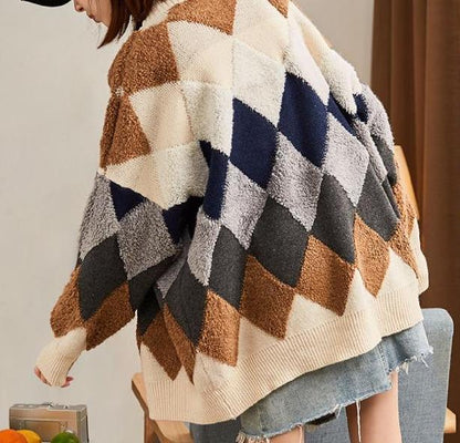 Women’s casual geometric sweater cozy knitwear