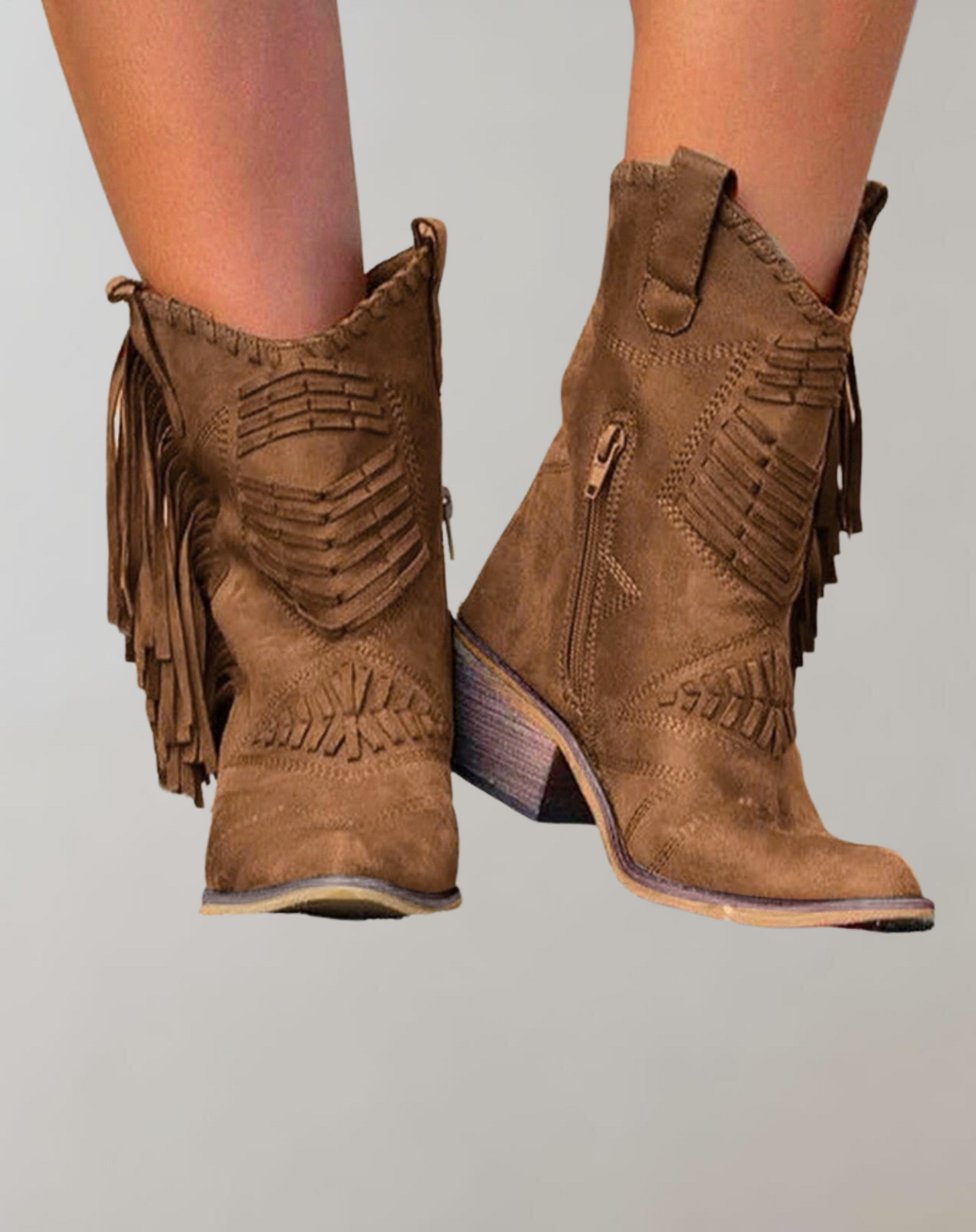 Women's mid-tube tassel boots