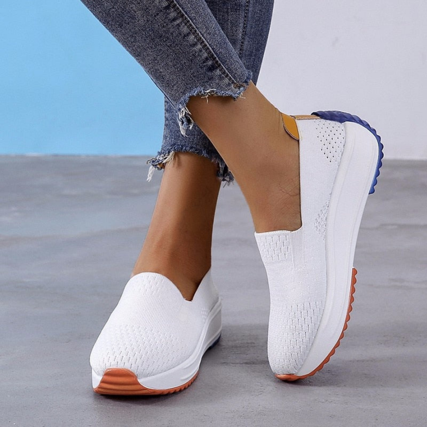 Women's Slip-On Shoes - Breathable Knit Upper - Cushioned Sole - Lightweight Casual Wear