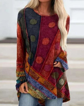 Women's retro print sweater