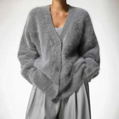 Women's v neck cardigan couture with button closure