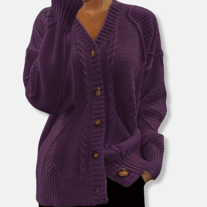 Amelia Relaxed Fit Cardigan | Button Front Tunic-Length Cardigan