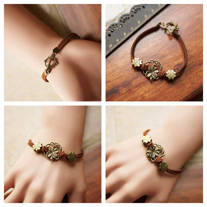 Vintage woodland charm bracelet with squirrel and nature charms