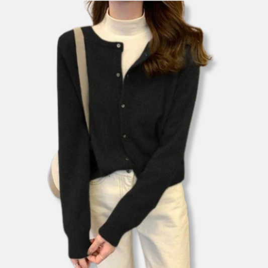 Wool Relaxed Fit Button Front Cardigan