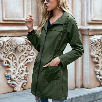Women’s Lightweight Jacket – Tailored Fit – Zip Closure – Stand Collar – Front Pockets