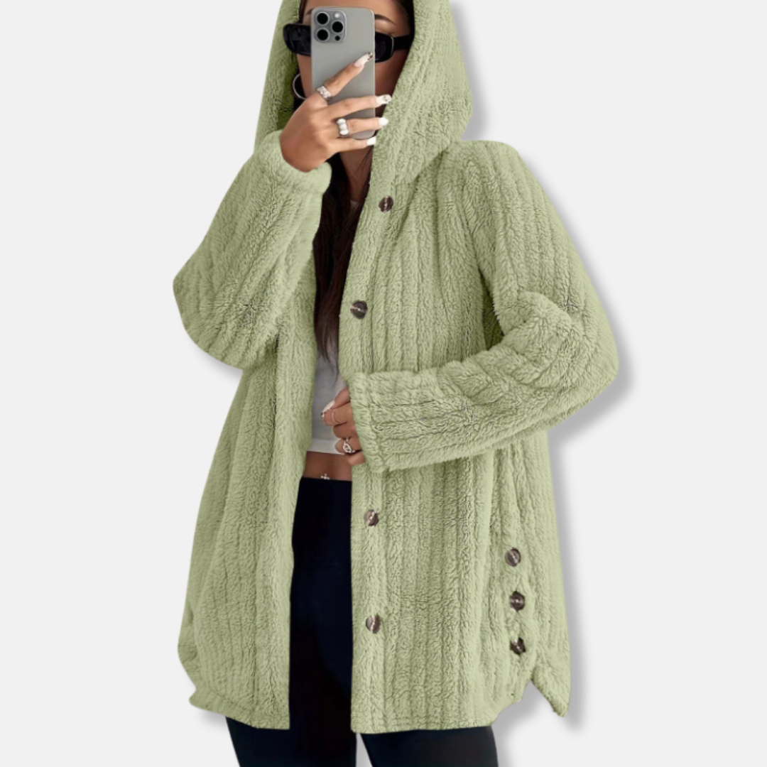 Soft Faux Fur Hooded Plush Coat 