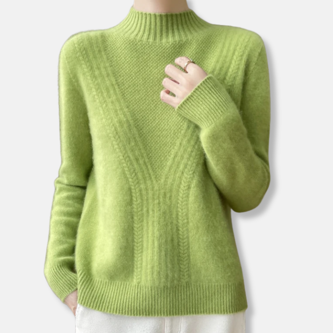 Wool Blend Relaxed Ribbed Knit Pullover Sweater 