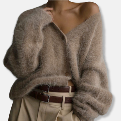 Women’s Cardigan - Knit - Oversized Fit - V-Neck - Button Closure