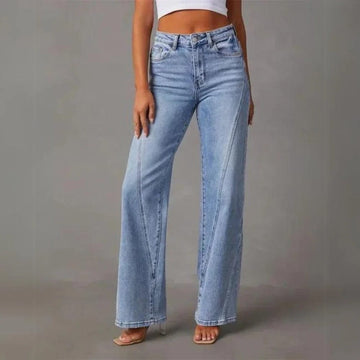 Women's washed flared denim pants