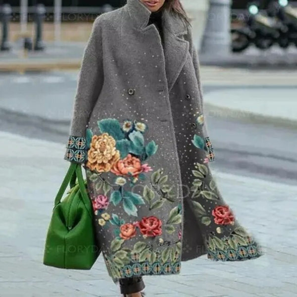 Women's elegant coat with floral pattern