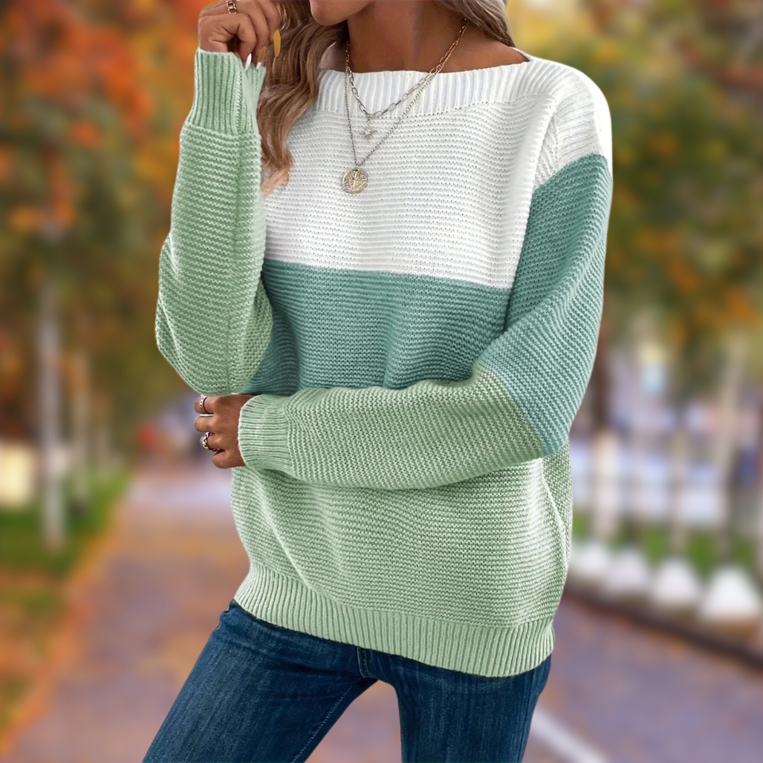 Women's colorblock fall sweater