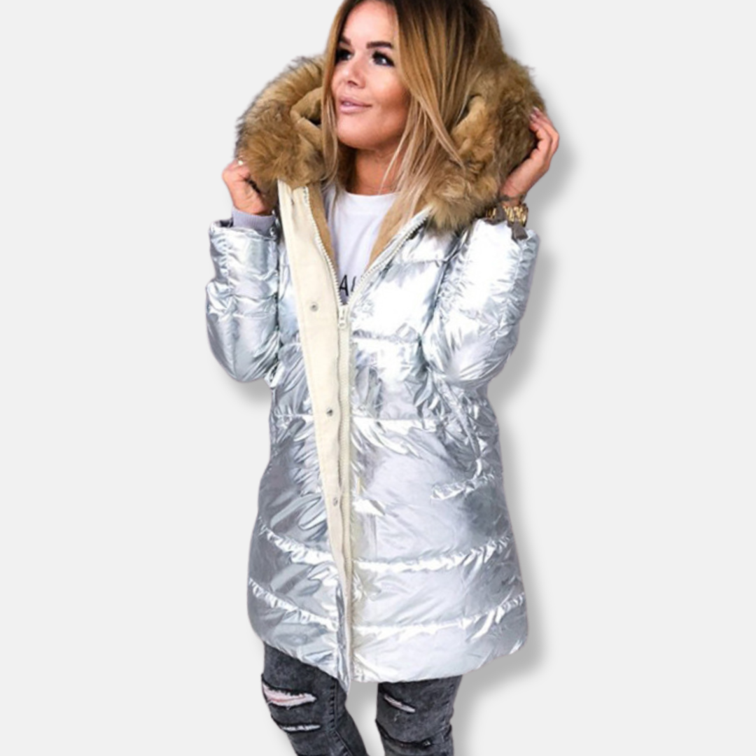 Florence Nylon Parka Jacket | Fur Trim Quilted Jacket