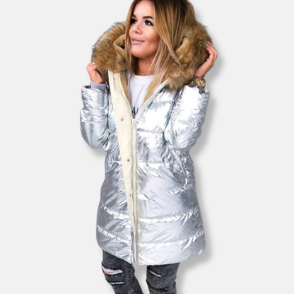 Florence Nylon Parka Jacket | Fur Trim Quilted Jacket