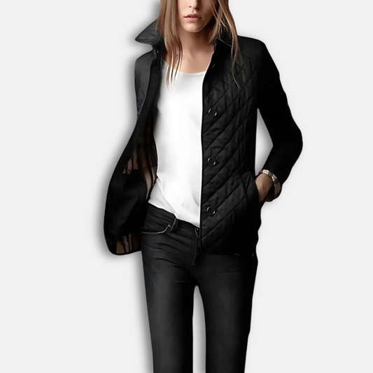 Quilted Woven Slim Fit Spread Collar Jacket