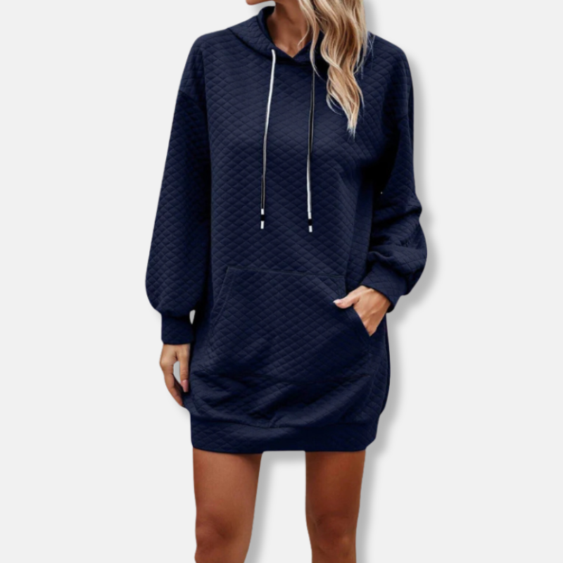Quilted Diamond Oversized Hooded Mini Dress 