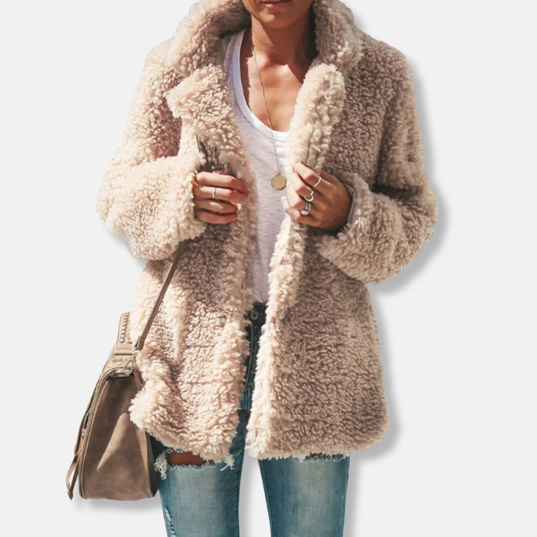 Fleece Teddy Oversized Lapel Collar Coat