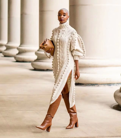Women's Wool Knitted Turtleneck Dress