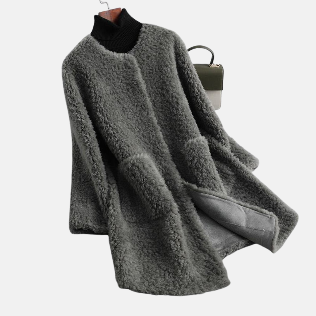Faux Fur Relaxed Fit Open Front Coat