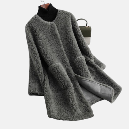 Women’s Coat - Faux Fur - Mid Length - Relaxed Fit - Open Front