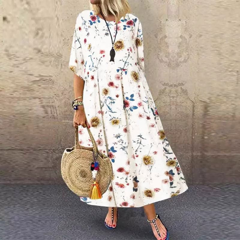 Breezy Floral Relaxed Fit Long Dressnull