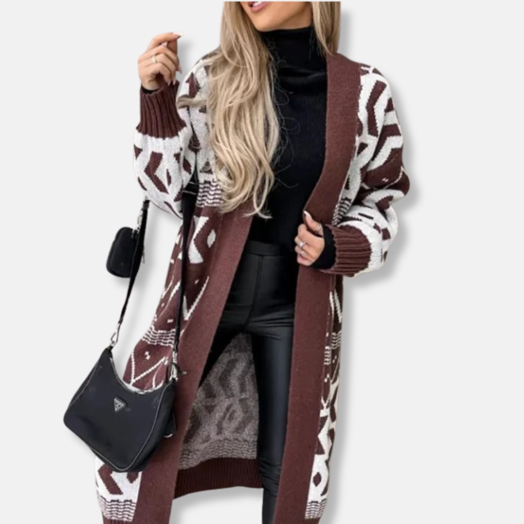 Jacquard Knit Loose Fit Cardigan 