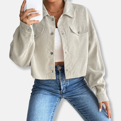 Amelia Cropped Jacket | Collared Button Front Jacket