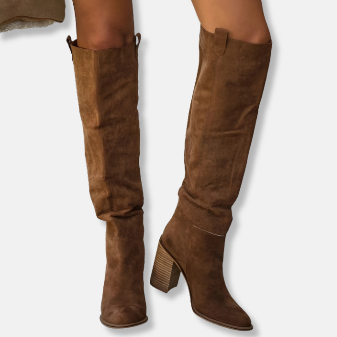 Suede-Like Pointed Toe Knee-High Boots