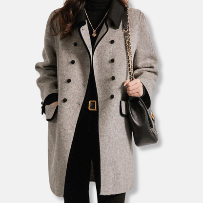 Elisa Relaxed Fit Coat | Double-Breasted Button Front Coat