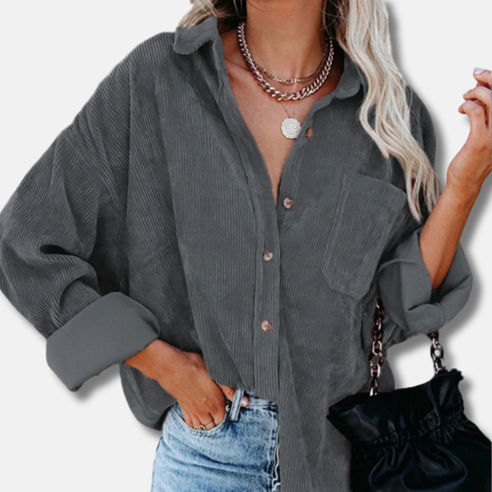Oversized Fit Corduroy Button-Up Shirt