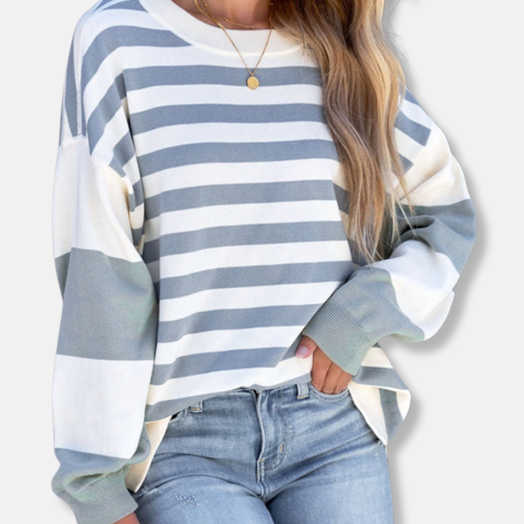 Oversized Striped Relaxed Fit Knit Sweater 