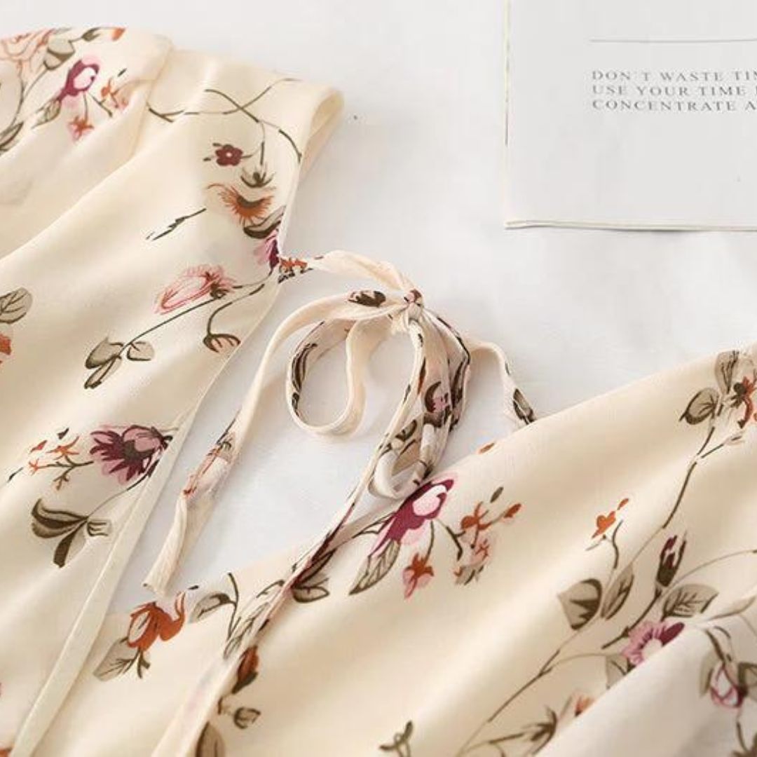 Floral Print Cinched Waist Maxi Dress