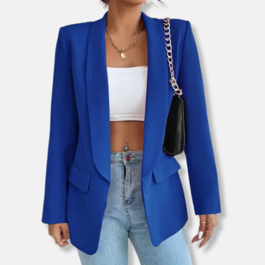 Isla Longline Blazer | Notch Lapel Flap Pockets Blazer