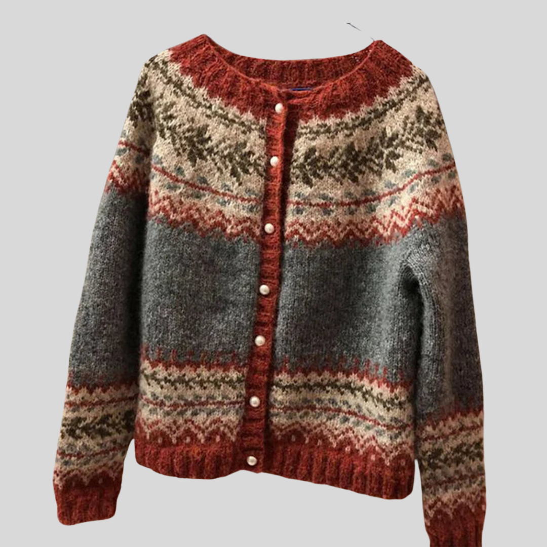 Women's ethnic style jacquard knitted winter sweater