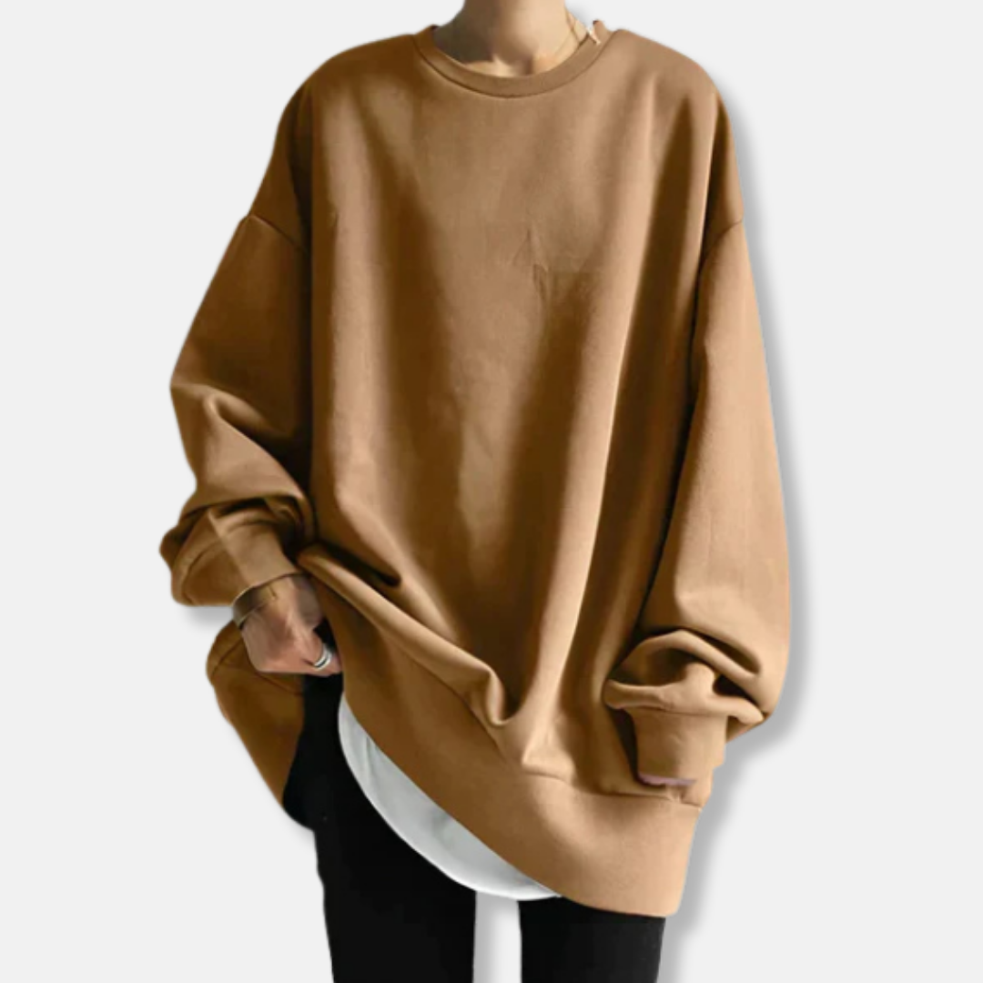Women’s Sweatshirt - Cotton Blend - Oversized Fit - Crew Neck - Long Sleeves